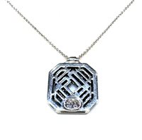 Collier Chimento Femme Art Decò in Or blanc Zaffiro blu 0.77 Ct 1G00155B45450 - 1G00155B45450